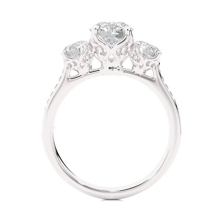 For Sale:  925 Sterling Silver Moissanite Three Stone Engagement Ring for Women Gift 9