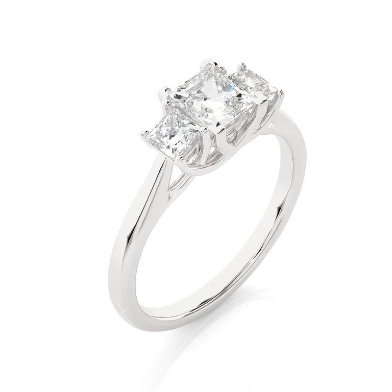 For Sale:  925 Silver Unique Moissanite Three Stone Ring in Jewelry Gift for Fiance 10