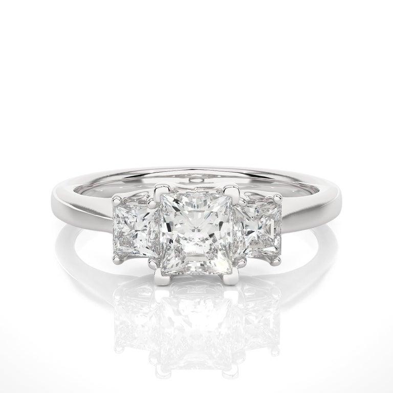 For Sale:  925 Silver Unique Moissanite Three Stone Ring in Jewelry Gift for Fiance 7