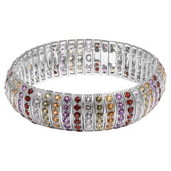 .925 Sterling Silber Multi Row Regenbogen Edelstein-Armreif