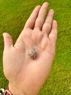 925 Sterling Silver Multi Sapphire Heart Pendant Valentine Gift for Her