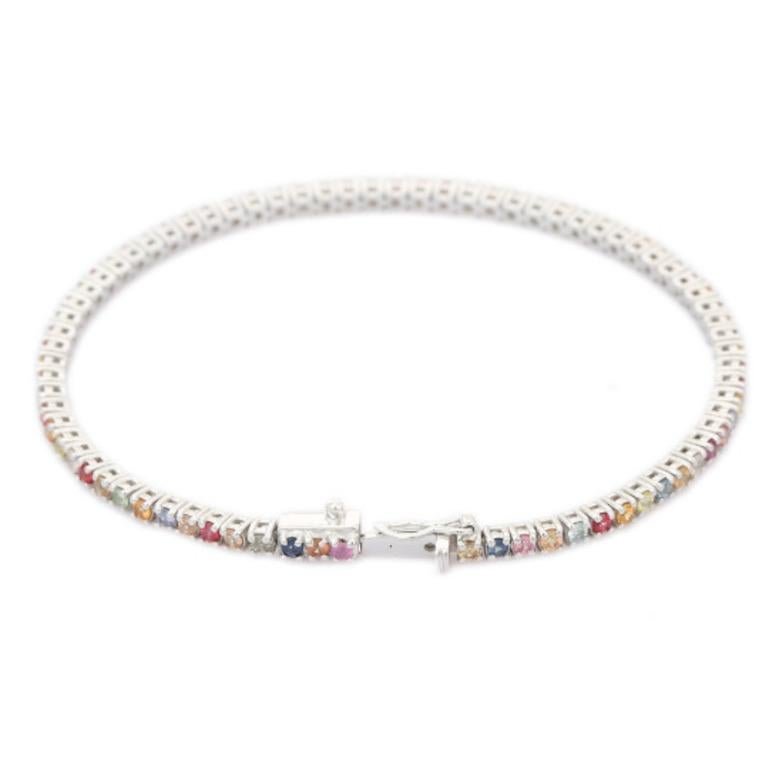 Braccialetto con linea di zaffiri multipli Nature per la mamma Regalo Gioielli in Argento 925 In condizioni Nuovo in vendita a New York, NY