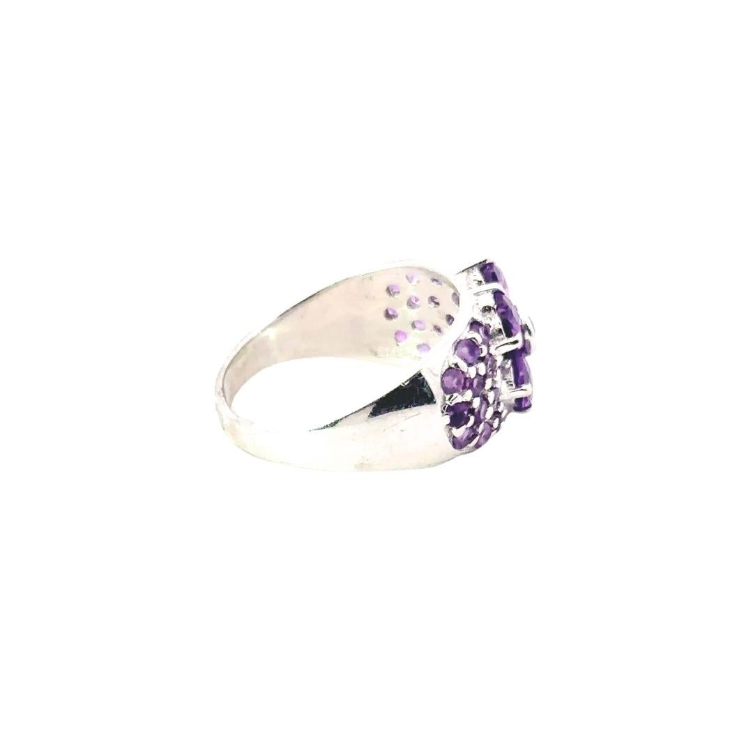 For Sale:  925 Sterling Silver Natural Amethyst 3.19 Carats Gemstone Silver Ring for Mother 5