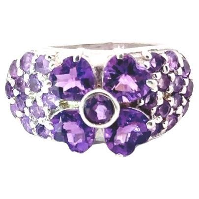 For Sale:  925 Sterling Silver Natural Amethyst 3.19 Carats Gemstone Silver Ring for Mother