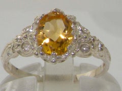 925 Sterling Silver Natural Citrine Anniversary Solitaire Ring Customizable