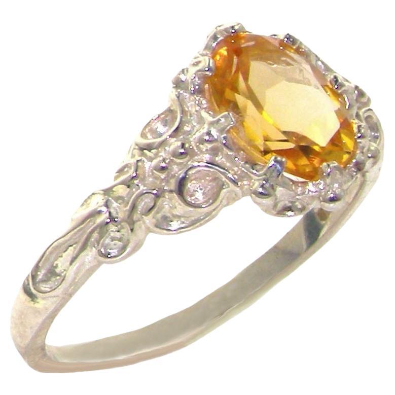 Bague solitaire d'anniversaire en argent sterling 925 avec citrine naturelle, personnalisable