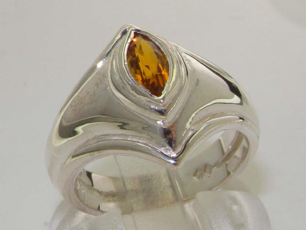 For Sale:  925 Sterling Silver Natural Citrine Unisex Marquise Solitaire Ring Customizable 3