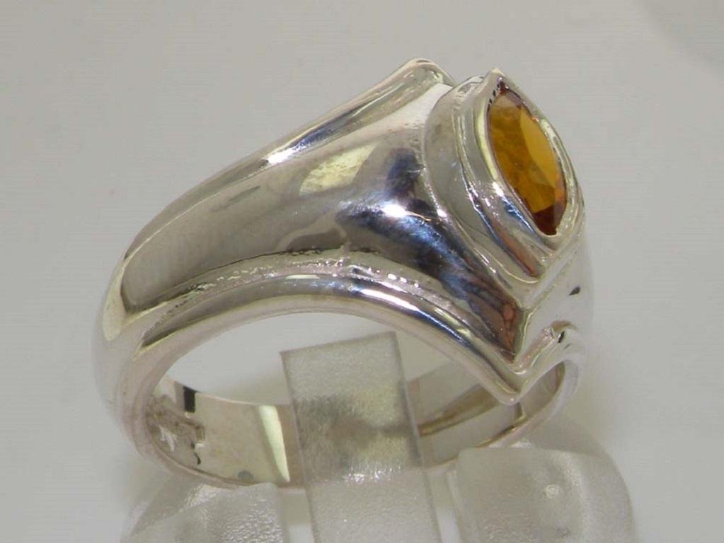 For Sale:  925 Sterling Silver Natural Citrine Unisex Marquise Solitaire Ring Customizable 4