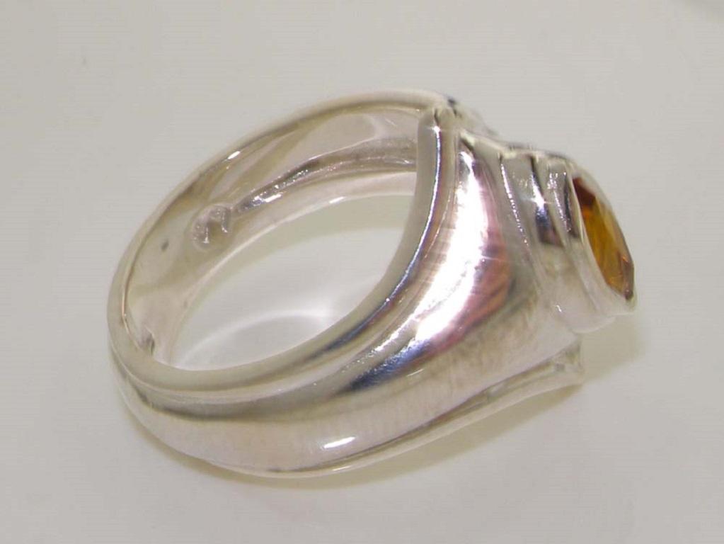 Im Angebot: 925 Sterlingsilber Natürlicher Citrin Unisex Marquise Solitär Ring anpassbar () 5