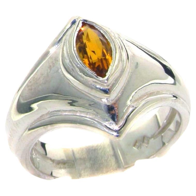 For Sale:  925 Sterling Silver Natural Citrine Unisex Marquise Solitaire Ring Customizable