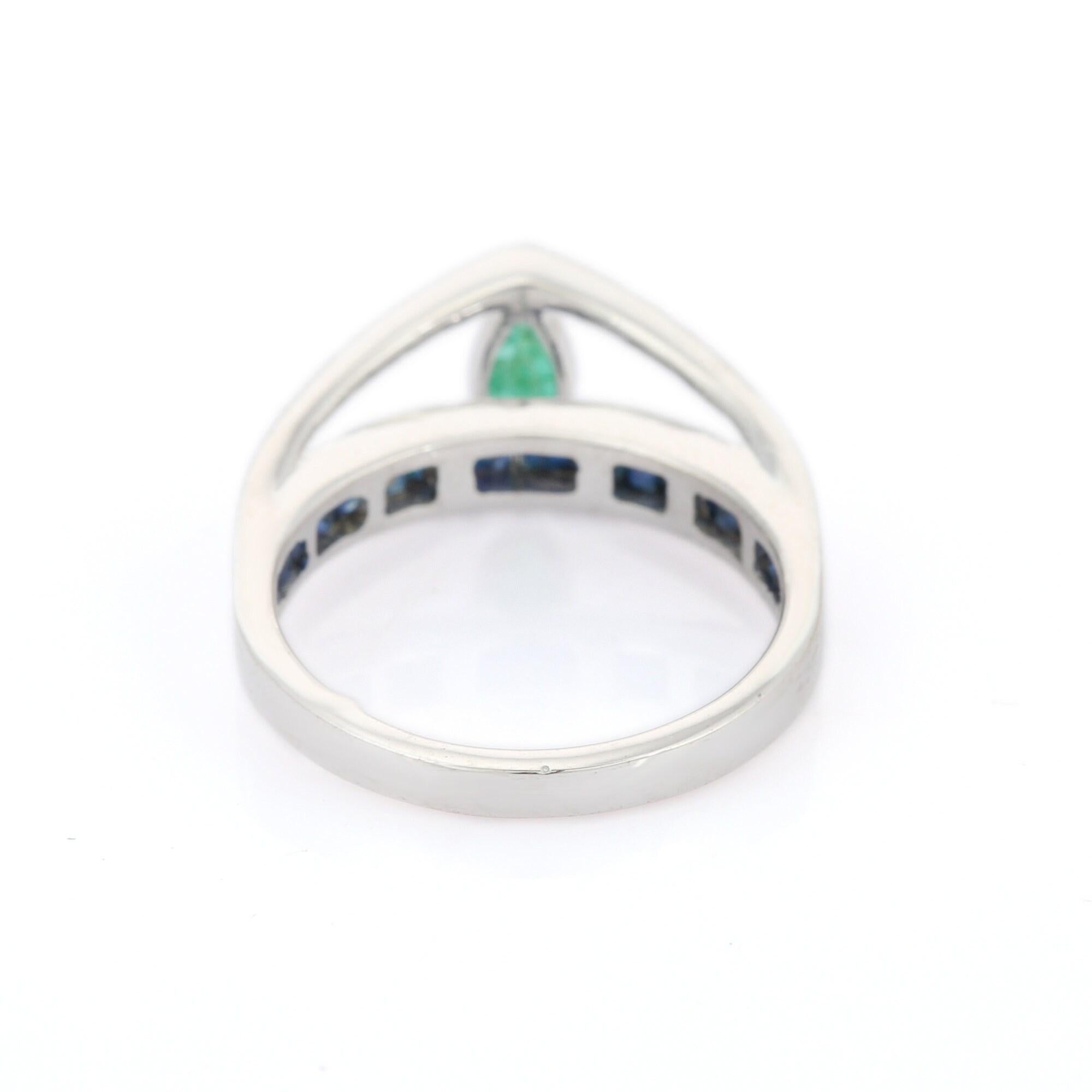For Sale:  925 Sterling Silver Natural Emerald and Sapphire Ring, Christmas Gifts 4