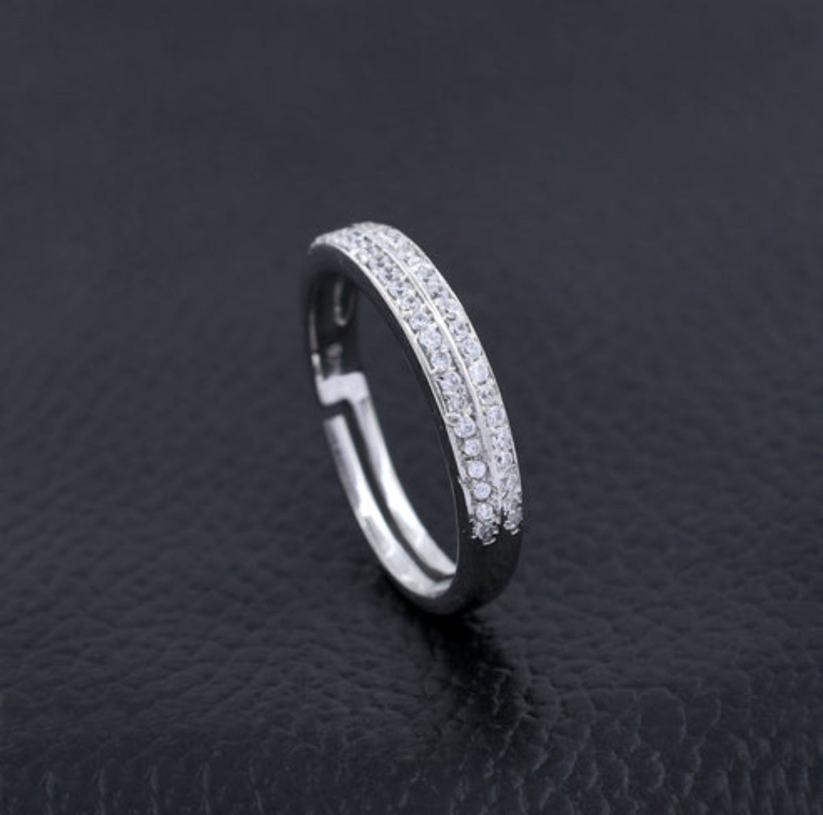 925 Sterling Silver Natural Pave Diamond Eternity Band Ring Minimalist Gift.