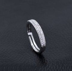 925 Sterling Silver Natural Pave Diamond Eternity Band Ring Minimalist Gift.