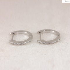 925 Sterling Silver Natural Pave Diamond Hoop Earring Anniversary Gift For Women