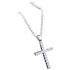 Collier en argent 925 avec diamants naturels pavés Pendentif en forme de croix Cadeau.