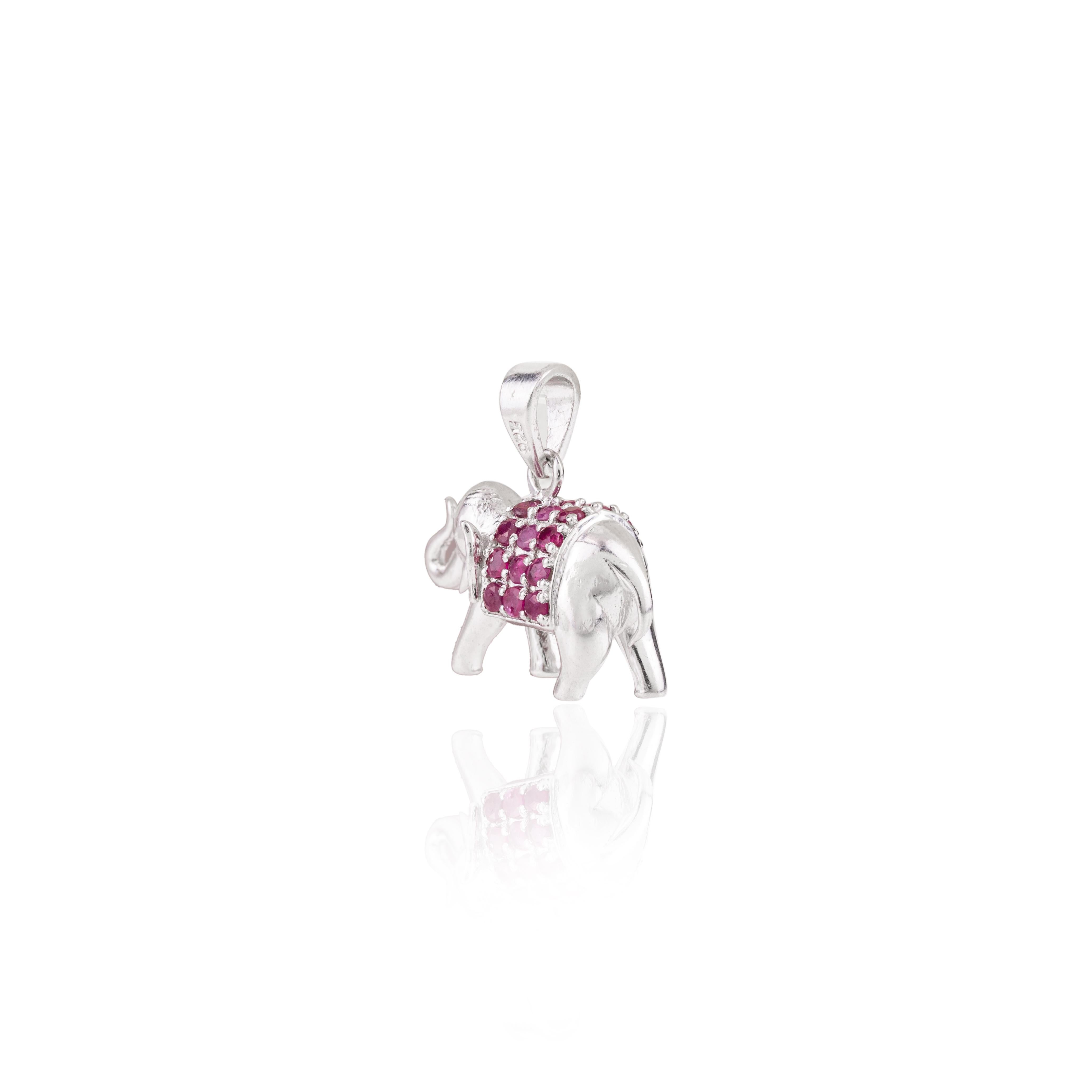 This Natural Ruby Elephant Pendant is meticulously crafted from the finest materials and adorned with stunning ruby which enhances confidence, leadership qualities and attract career opportunities.
This delicate to statement pendants, suits every