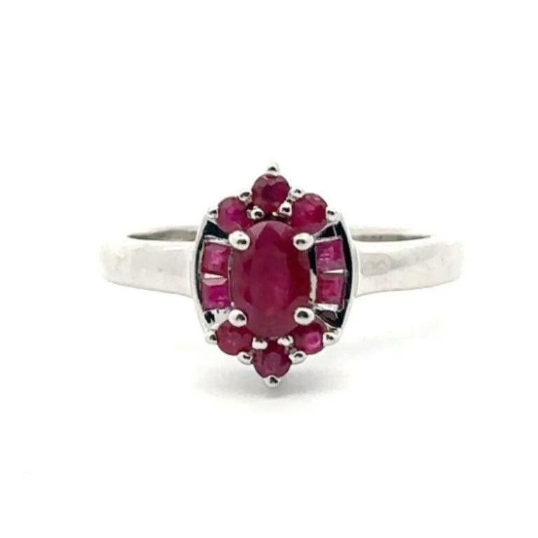 For Sale:  Dark Ruby July Birthstone Cluster Ring in 925 Silver for Anniversary Present 9