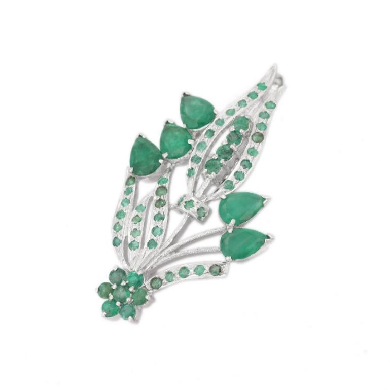 This Nature Inspired Unisex Emerald Brooch enhances your attire and is perfect for adding a touch of elegance and charm to any outfit. Crafted with exquisite craftsmanship and adorned with dazzling emerald which enhances communication skills and