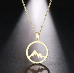 925 Sterling Silver Necklace For Women Mountain Hill Engagement Pendant Jewelry.