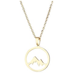 925 Sterling Silver Necklace For Women Mountain Hill Engagement Pendant Jewelry.