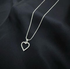 925 Sterling Silver Necklace Heart Shaped Pendant Minimalist Moissanite Pendentif.