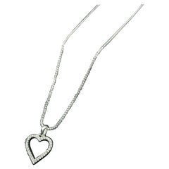 925 Sterling Silver Necklace Heart Shaped Pendant Minimalist Moissanite Pendentif.