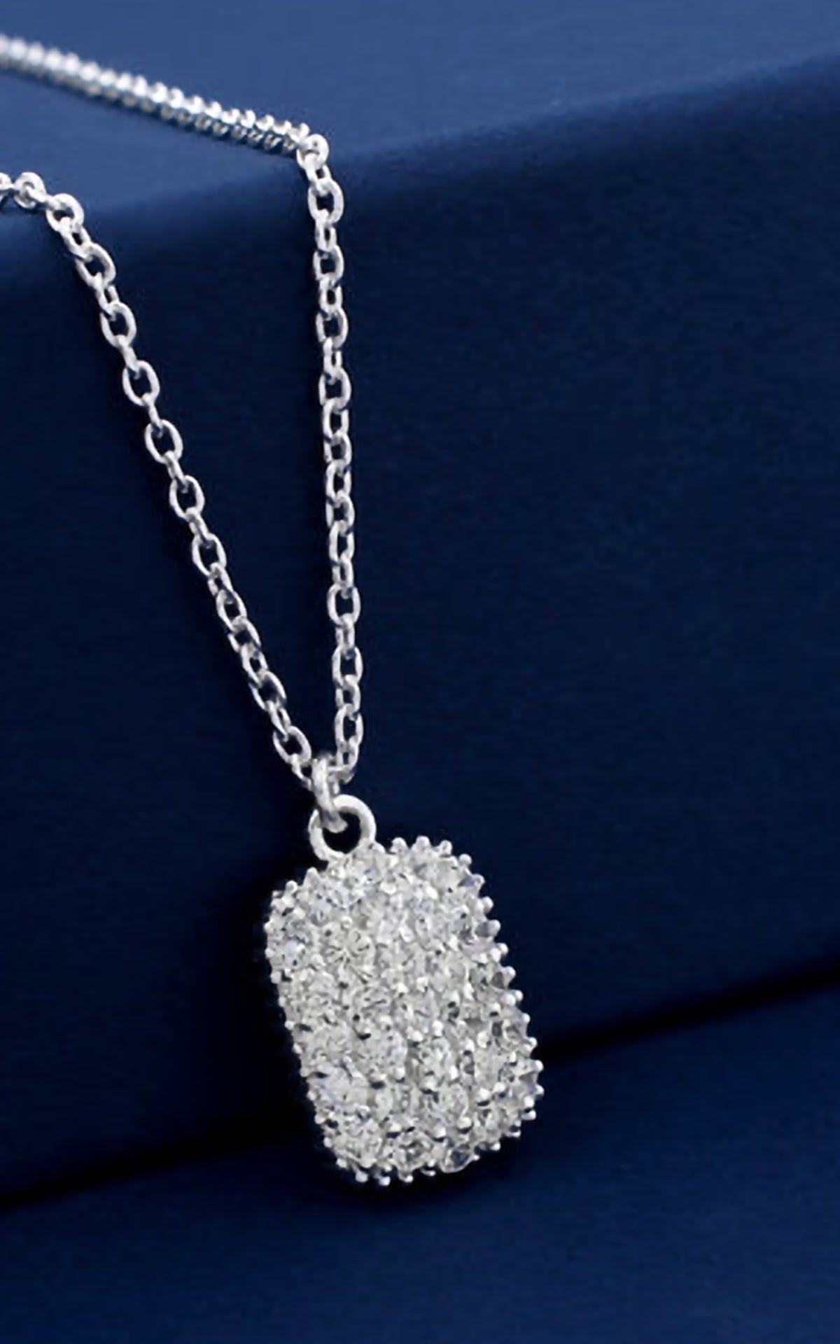 925 Sterling Silver Necklace Natural Pave Diamond Pendant Valentine Gift For Her