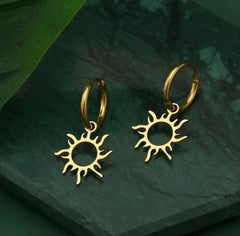 925 Sterling Silver New Sun Hoops Earrings Unique Trend Charm Earring For Women.