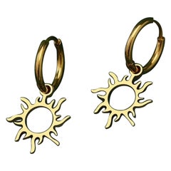 925 Sterling Silver New Sun Hoops Earrings Unique Trend Charm Earring For Women.