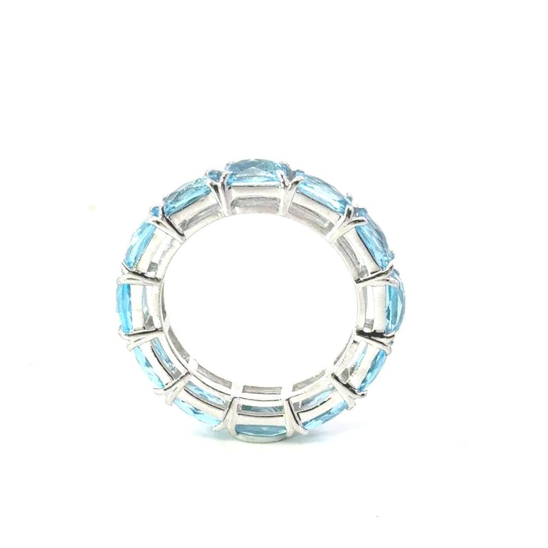 For Sale:  925 Sterling Silver Octagon Blue Topaz Gemstone Eternity Wedding Band For Mom 4