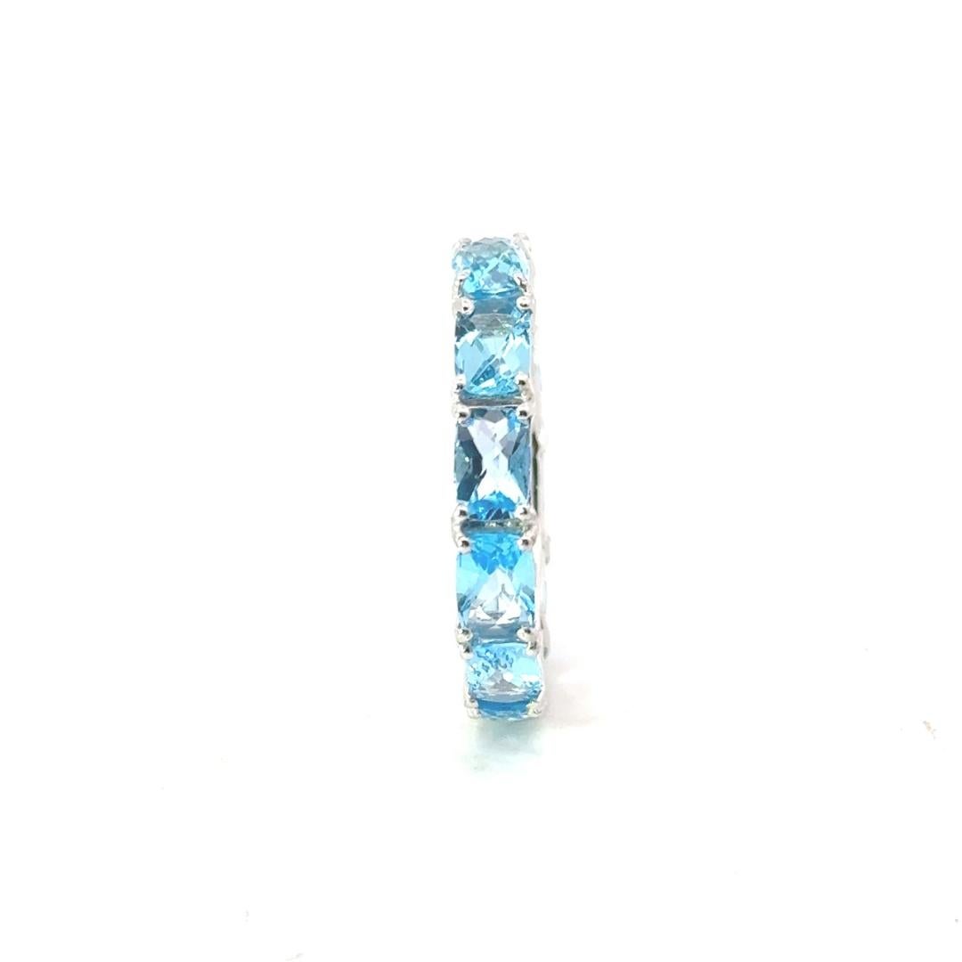 For Sale:  925 Sterling Silver Octagon Blue Topaz Gemstone Eternity Wedding Band For Mom 5