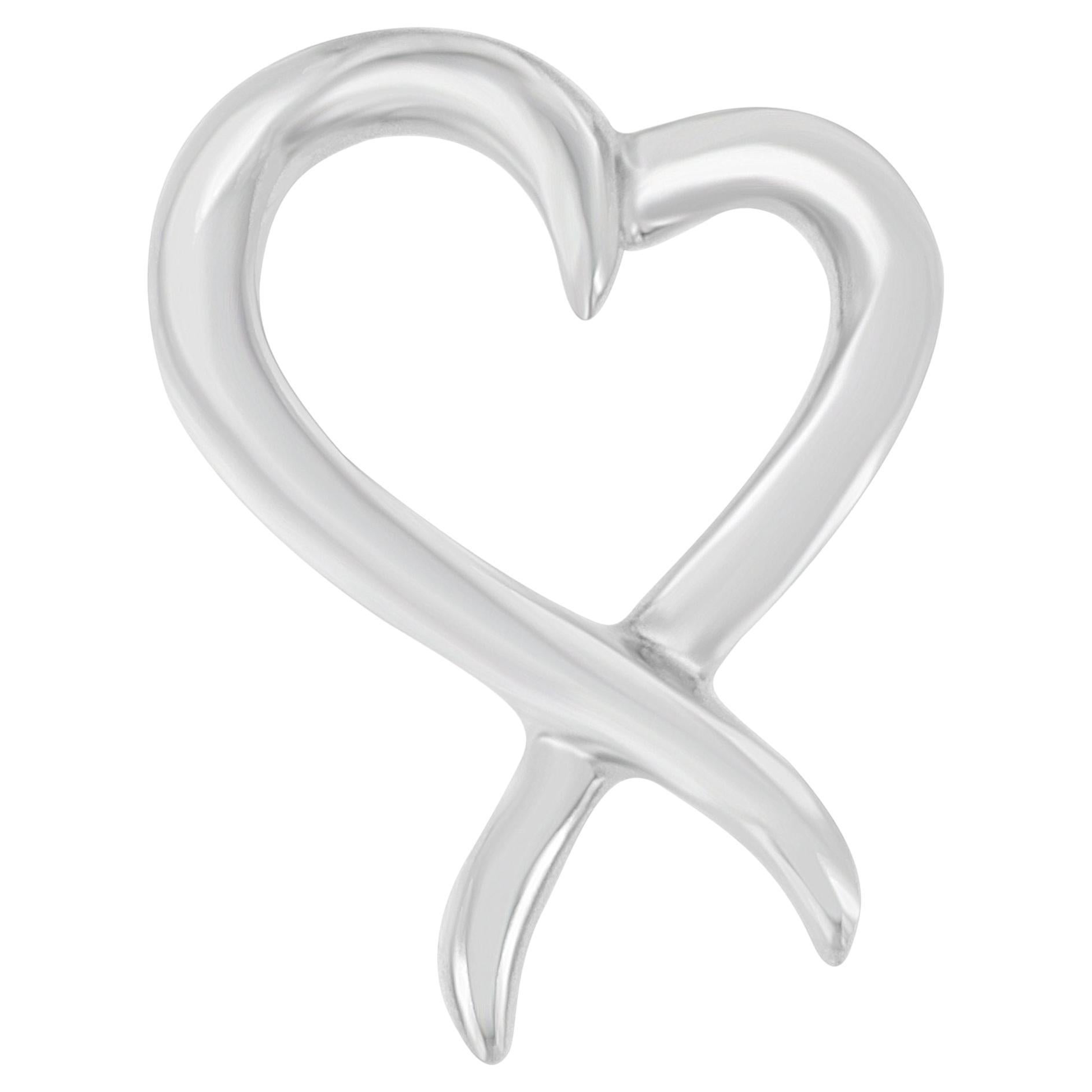 .925 Sterling Silver Open Heart-Shaped Awareness Ribbon Pendant Necklace For Sale