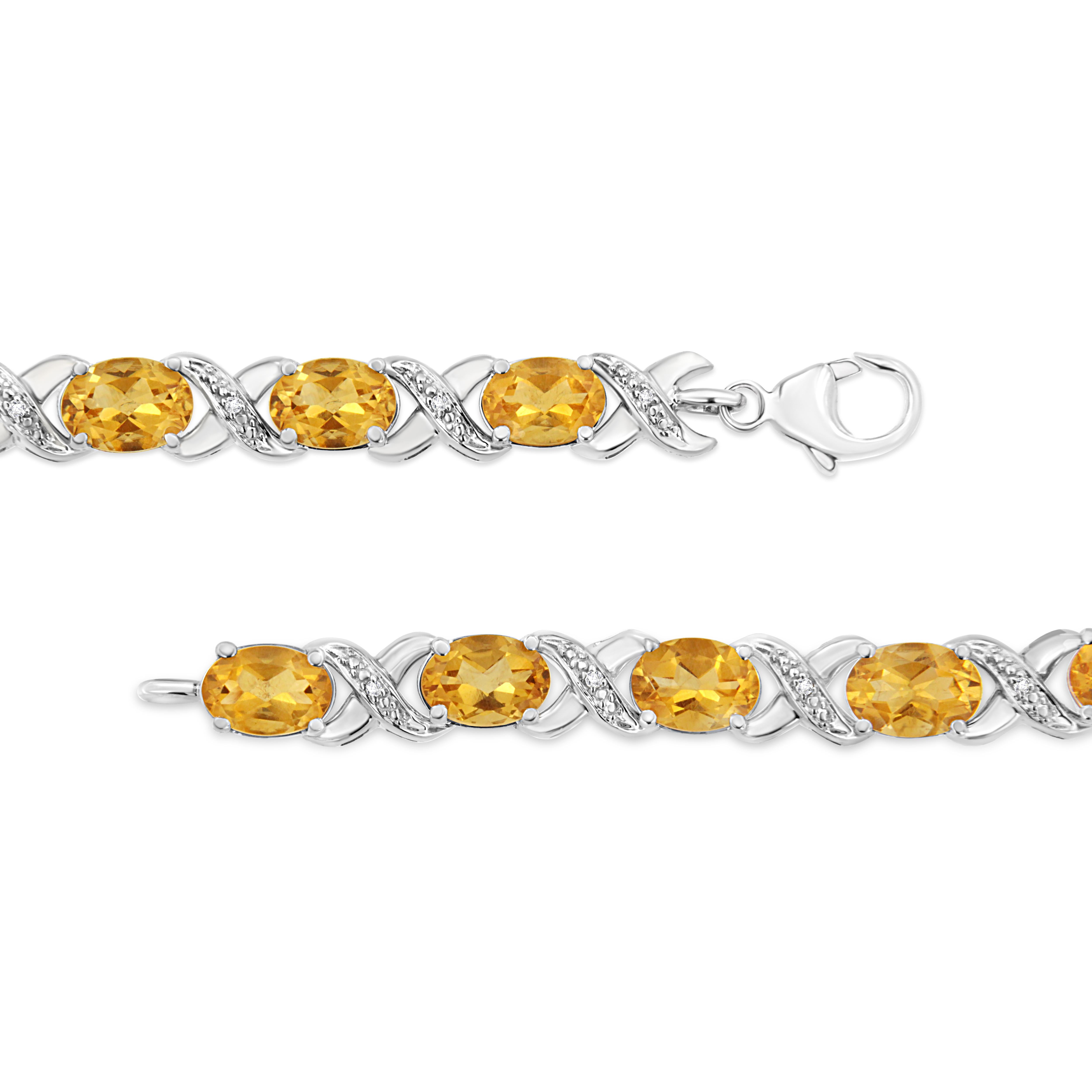 Contemporain Bracelet tennis en argent sterling avec citrine orange de 0,95 carat et diamants de 1/20 carat en vente
