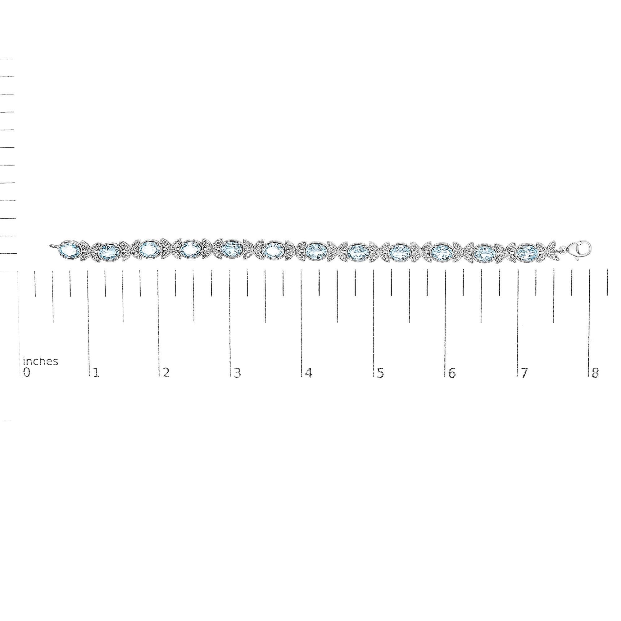 .925 Sterling Silber Oval Blautopas Diamant Schmetterling Link Armband im Zustand „Neu“ im Angebot in New York, NY