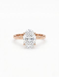 925 Sterling Silver Oval Moissanite Engagement Ring For Women Anniversary Gift.