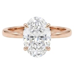 Bague de fiançailles ovale en argent sterling 925 avec moissanite pour femme – Cadeau d'anniversaire.