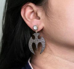 925 Sterling Silver Pave Diamond Bamant Earring Handmade