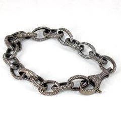925 Sterling Silver Pave Diamond Bracelet Chain Link Bracelet Gift For Women.