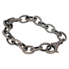 925 Sterling Silver Pave Diamond Bracelet Chain Link Bracelet Gift For Women.