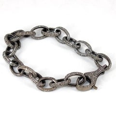 925 Sterling Silver Pave Diamond Bracelet Chain Link Bracelet Gift For Women.
