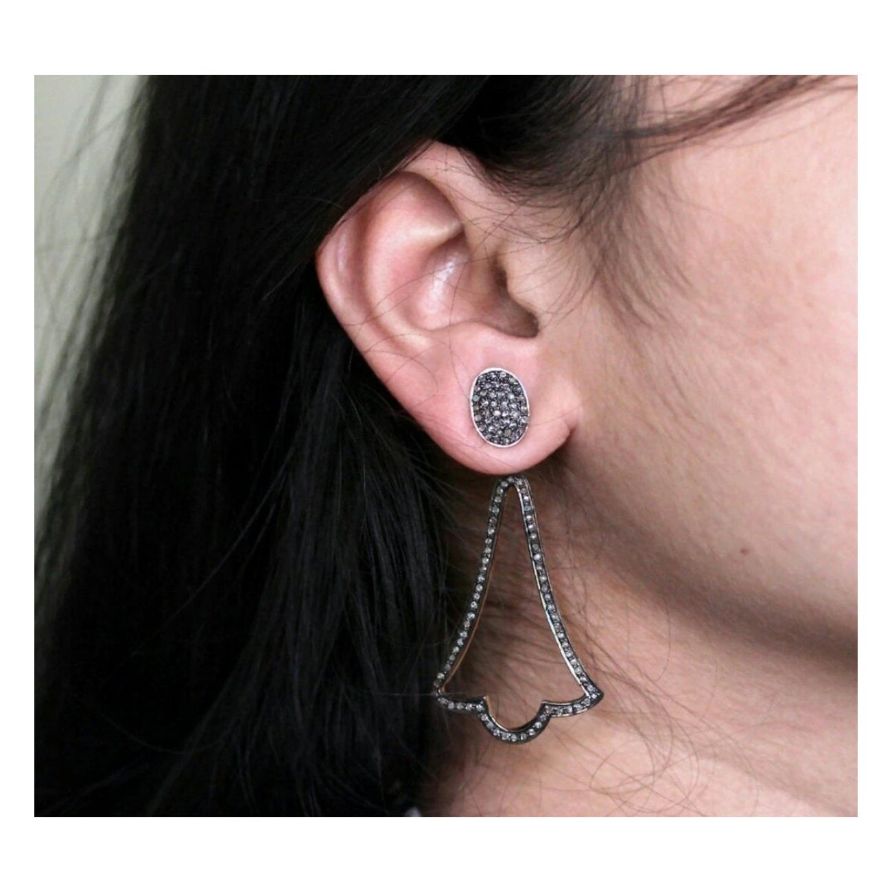 925 Orecchini a pendente con diamanti in argento Sterling Pave Gioielli di diamanti Regalo di Natale. in vendita