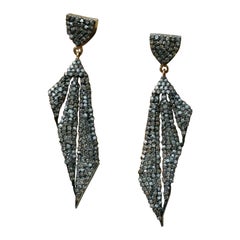 925 Sterling Silber Pave Diamond Dangle Earring Silber Designer Weihnachtsgeschenk.