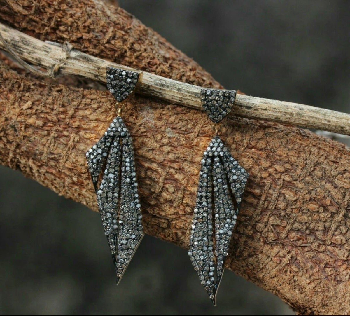 925 Orecchini penzolanti con diamanti in argento Sterling Silver Designer Regalo di Natale. in vendita