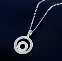 Pendentif double cercle en argent 925 avec diamants pavés Cadeau minimaliste pour elle