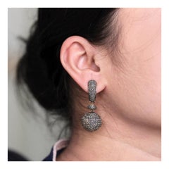 Orecchini a goccia in argento 925 con pavé di diamanti in oro massiccio 14K Regalo unico per lei