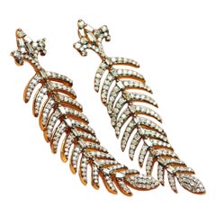 925 Sterling Silver Pave Diamond Earrings Leaf Shape Earrings Minimalist Gift.