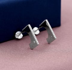 925 Sterling Silver Pave Diamond Earrings Unique Shaped Earrings Gift For Women.