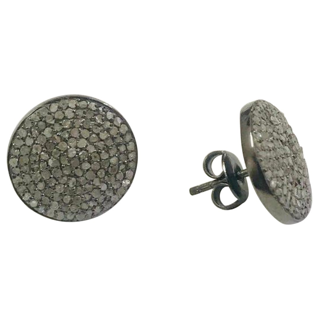 925 Sterling Silver Pave Diamond Studs Earrings Beautiful Gift For Women Wedding For Sale