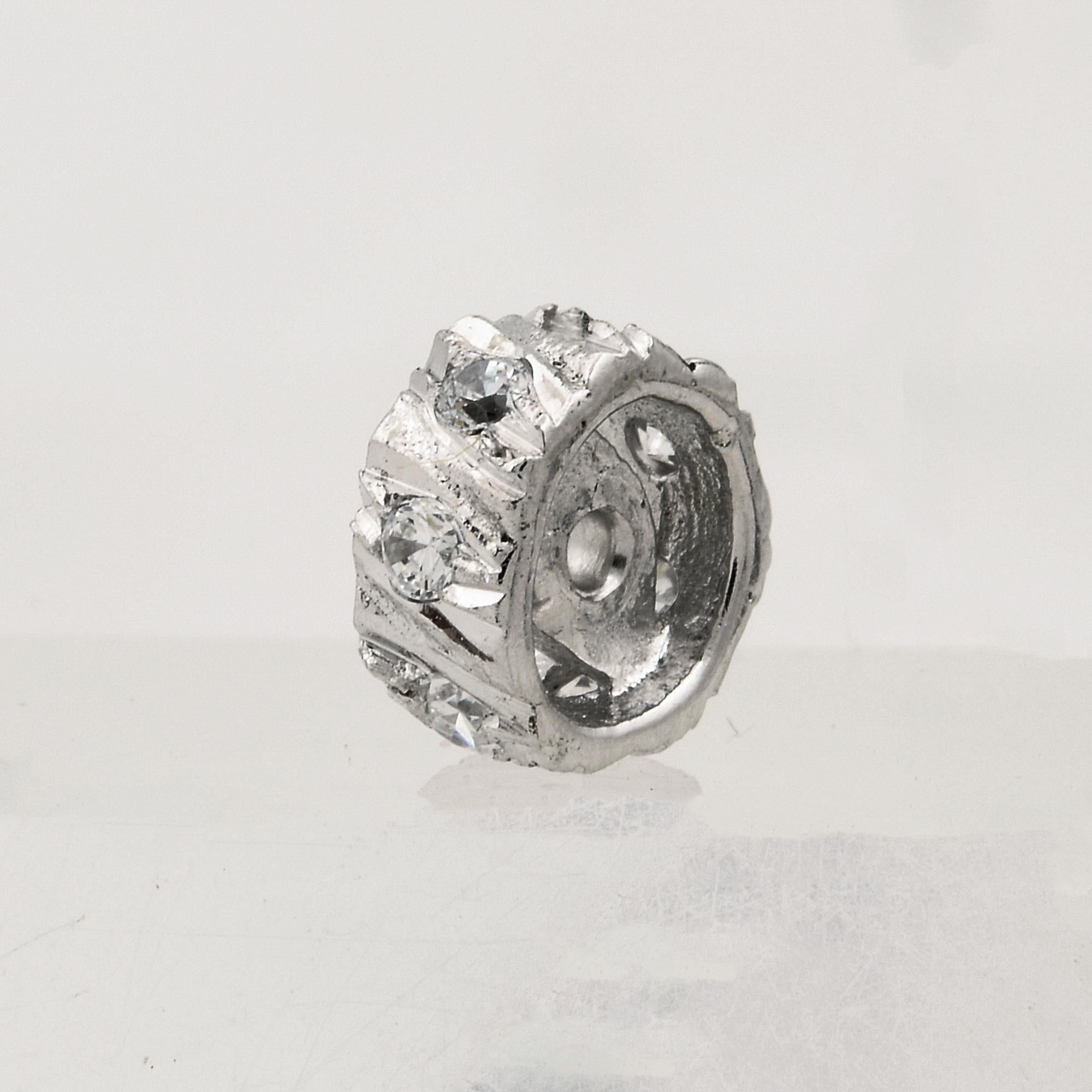925 Sterling Silber Pave Diamant Rad Spacer Finding 5 Stück Los (Moderne) im Angebot
