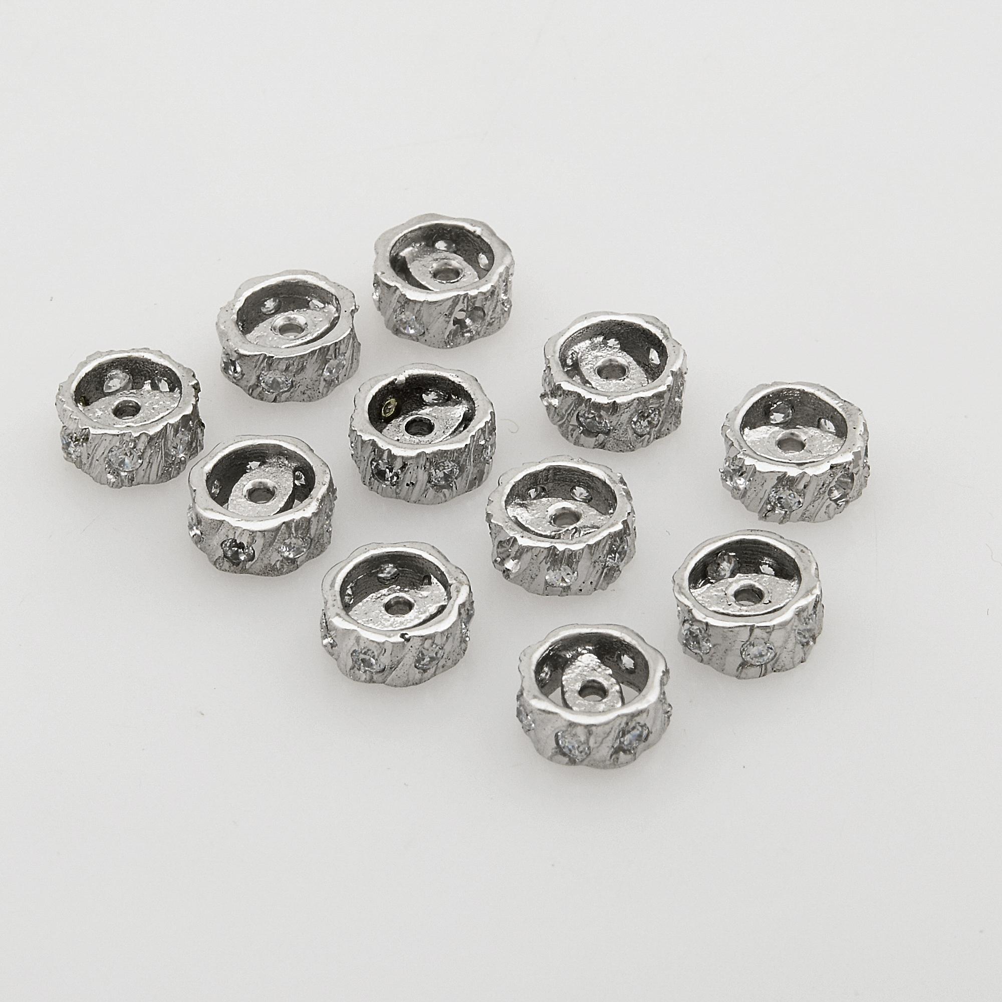 925 Sterling Silber Pave Diamant Rad Spacer Finding 5 Stück Los (Rundschliff) im Angebot